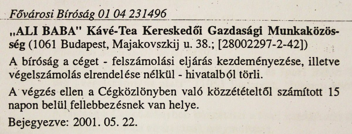 Rejtélyek az Ali Baba felszámolása körül