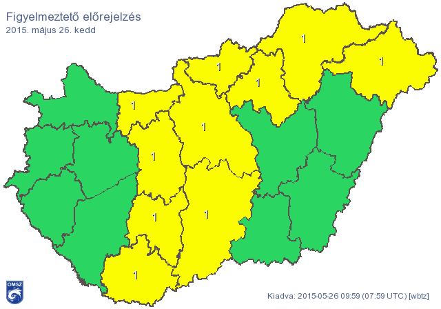 Felhőszakadás miatt adtak ki figyelmeztetést 10 megyére - térkép