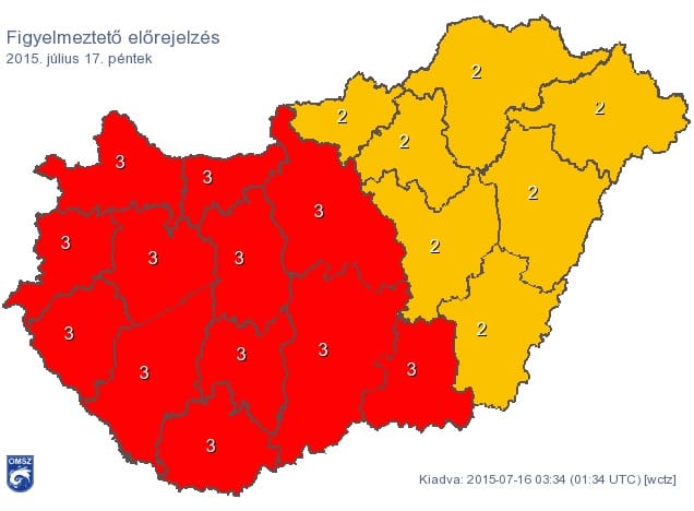 Pirosba borul péntekre a fél ország a hőség miatt – térkép