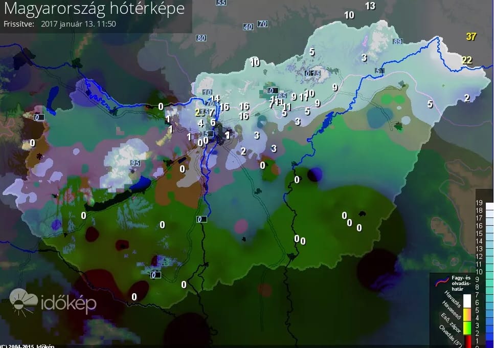 Komoly számokat mutat már Magyarország hótérképe
