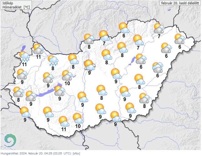Záporok és szél járnak a frontátvonulás nyomában