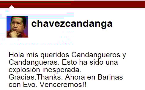 Chávez twitterezésre biztatja Castrót és Moralest