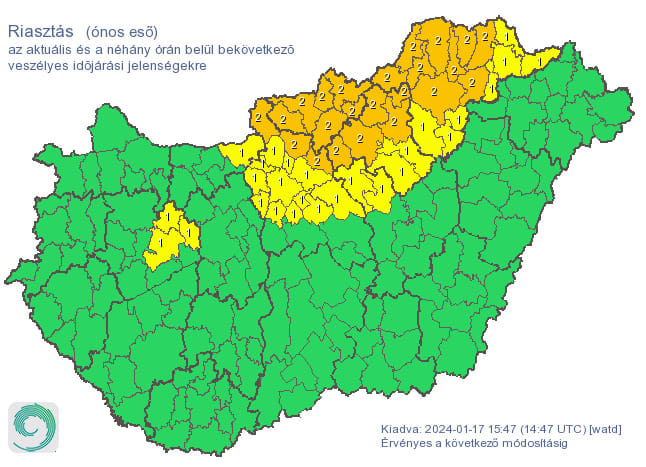 Narancssárga riasztást adtak ki ónos eső miatt