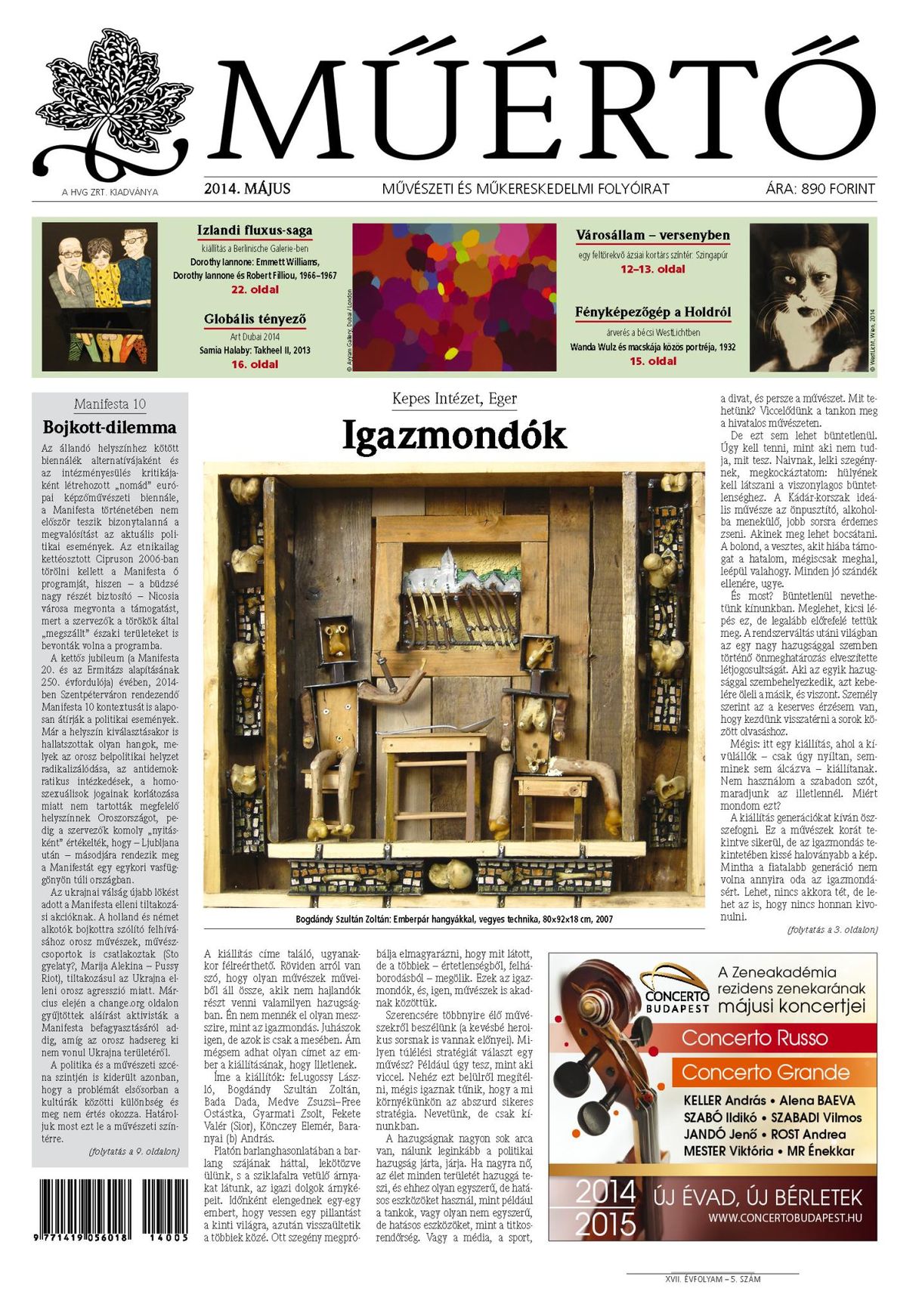 Megjelent a Műértő májusi lapszáma