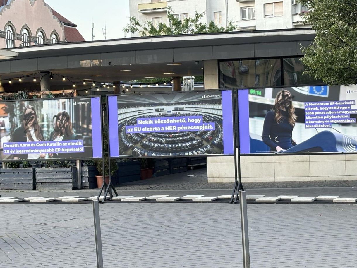 Fekete festékkel rongálták meg Donáth Anna és Cseh Katalin plakátjait a Móriczon