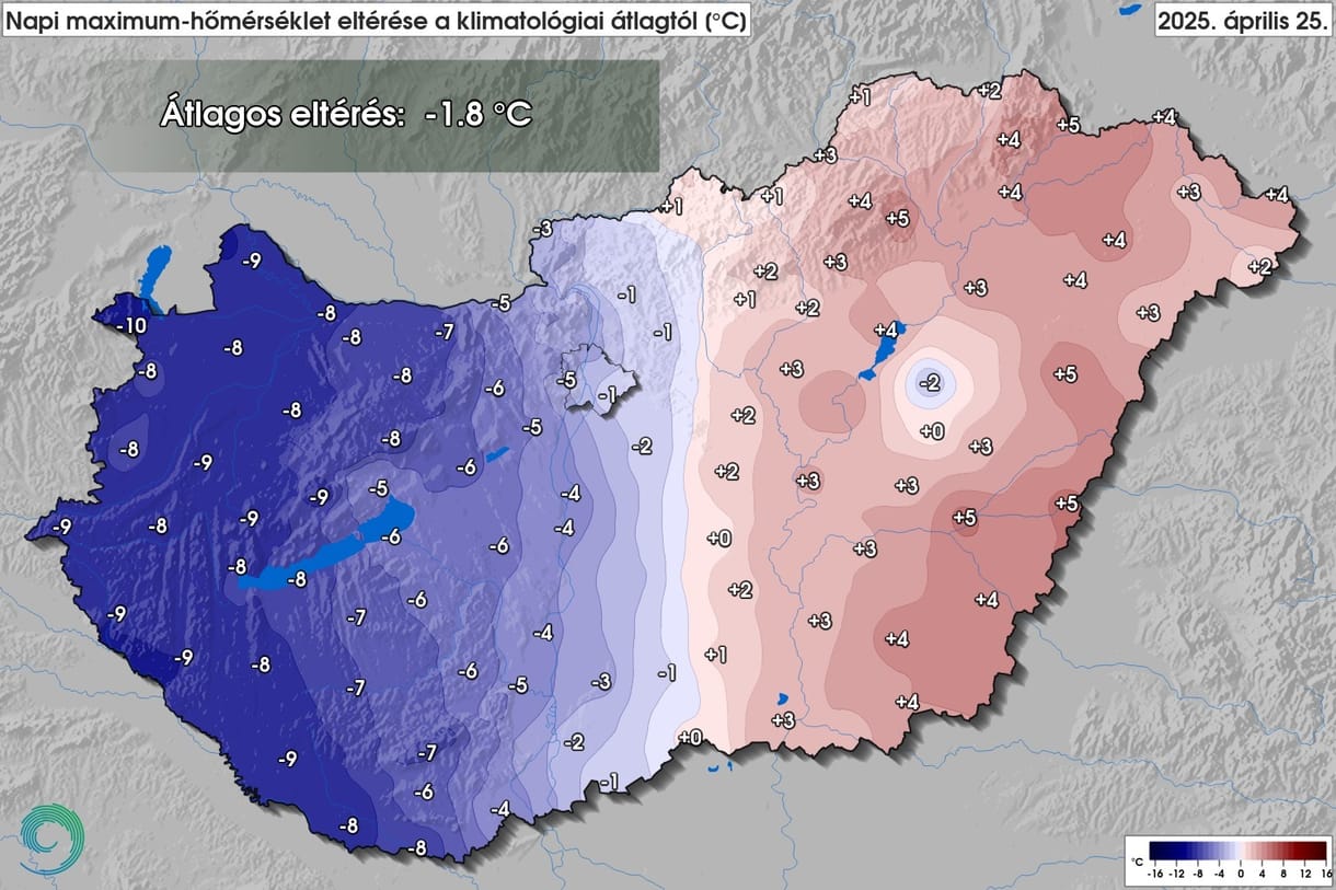 Teljesen kettészakadt pénteken az ország: 17 Celsius-fokos eltérés volt az ország keleti és nyugati része között