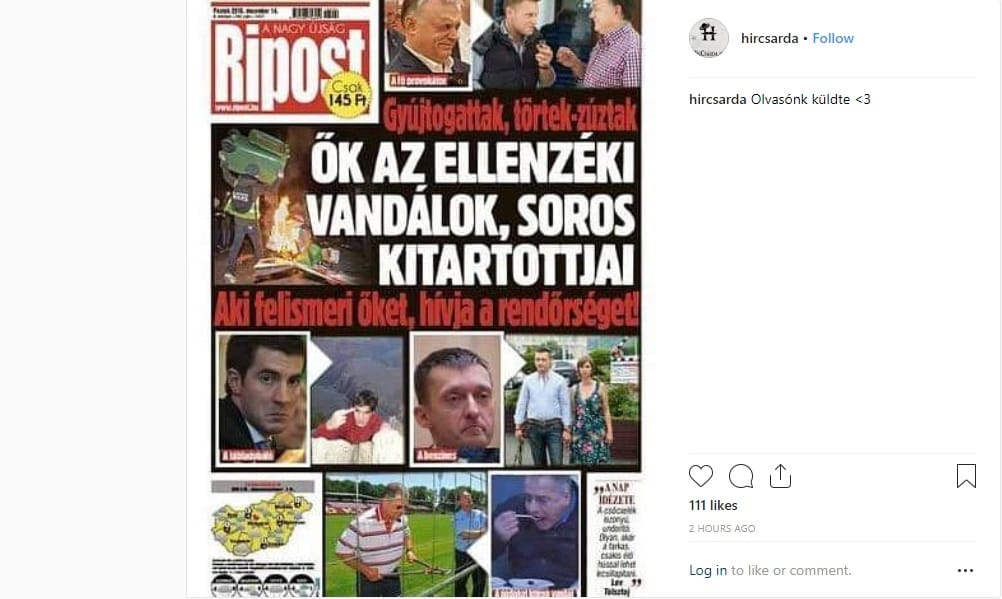 Kijavította a Hírcsárda a Ripost tüntetőket gyalázó címlapját