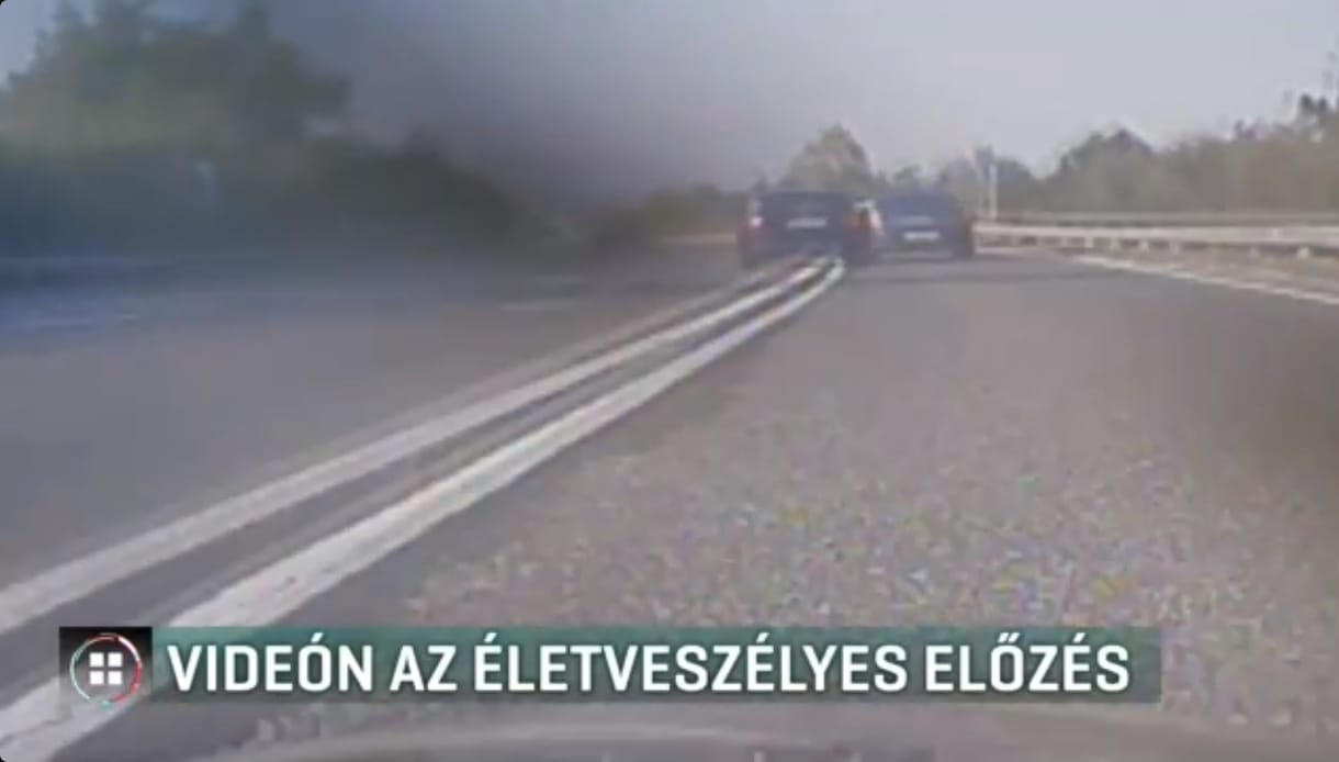Videó: Dupla záróvonalon át előzte versenytársát egy autós a 82-esen