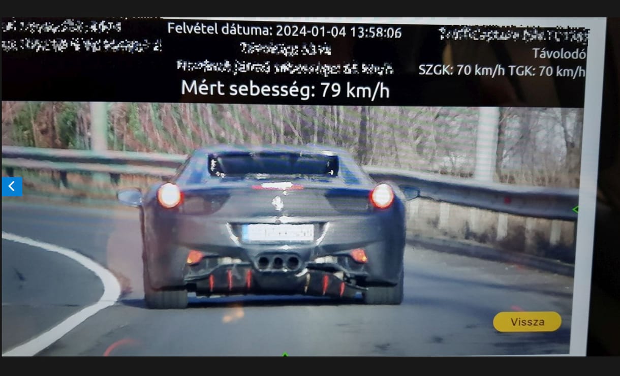 Egy nap alatt kétszer mérték be gyorshajtásért ugyanazt a Ferrarit