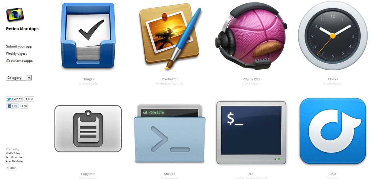 Gyűjtőoldal a Retina Display kompatibilis alkalmazásoknak