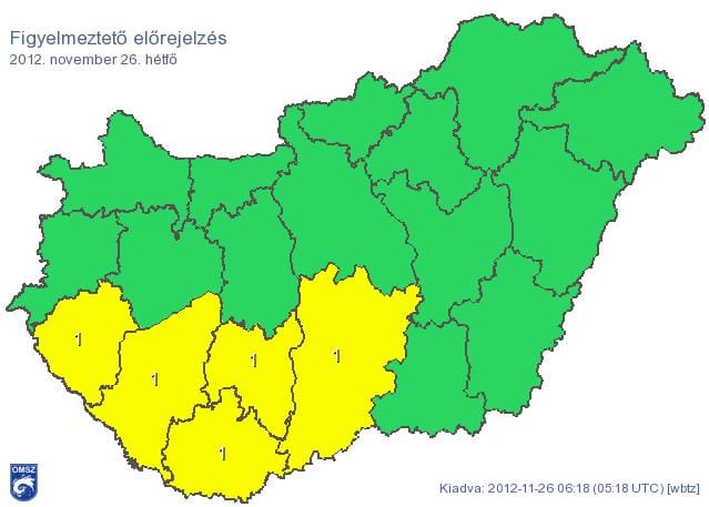 Figyelmeztetést adtak ki a fél Dunántúlra - térkép