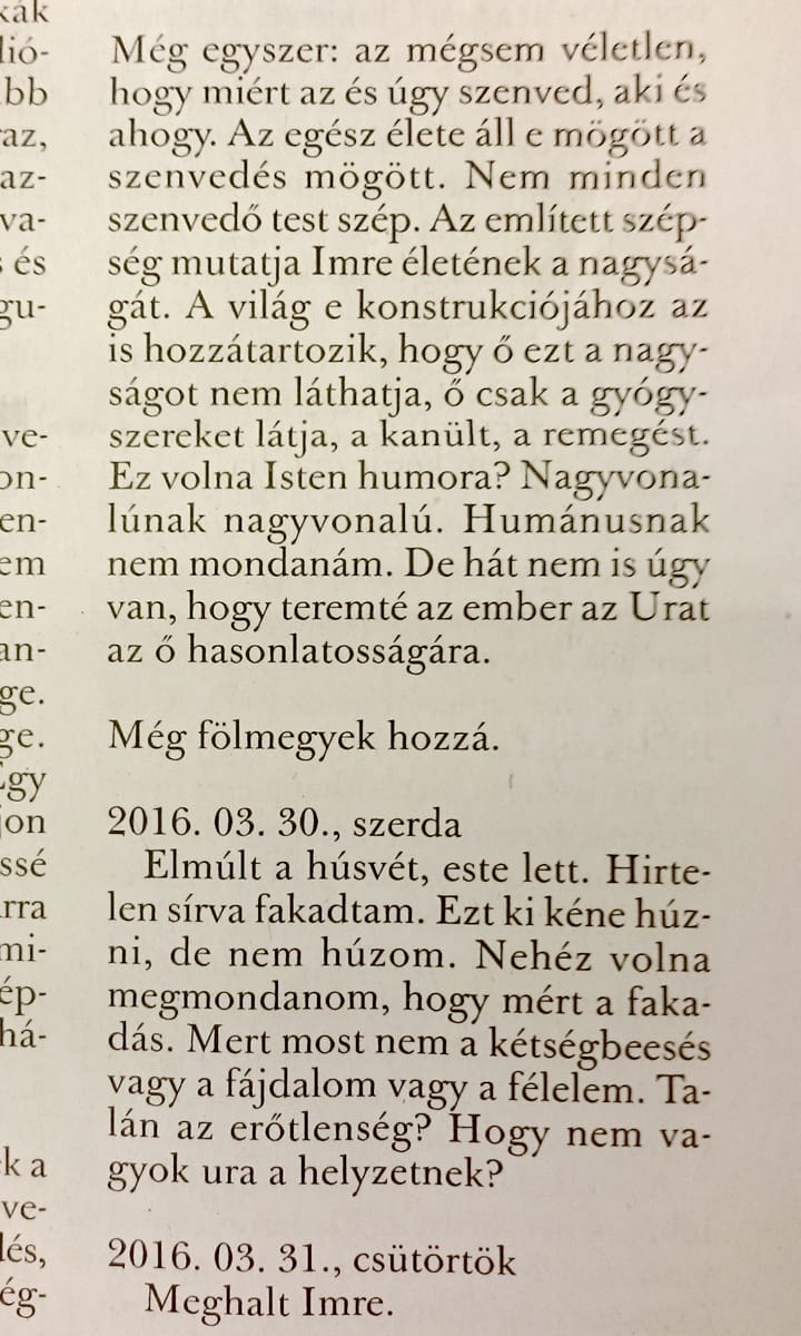 Így búcsúzik Esterházy Kertész Imrétől