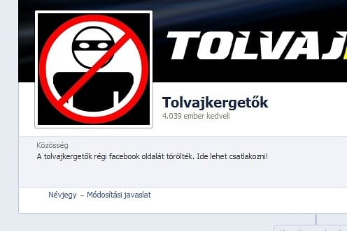 A Facebook törölte a Tolvajkergetők oldalát