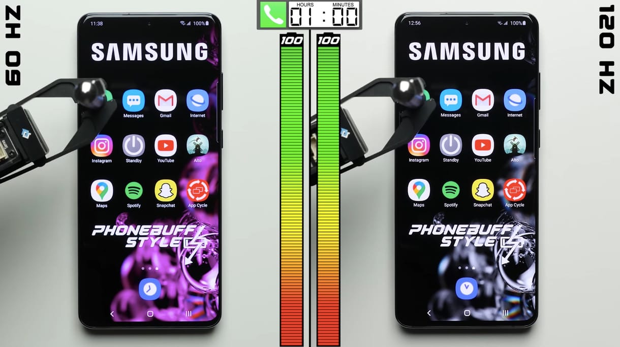 Videón a különbség: így meríti a mobil akkumulátorát egy 60 Hz-es és egy 120 Hz-es kijelző