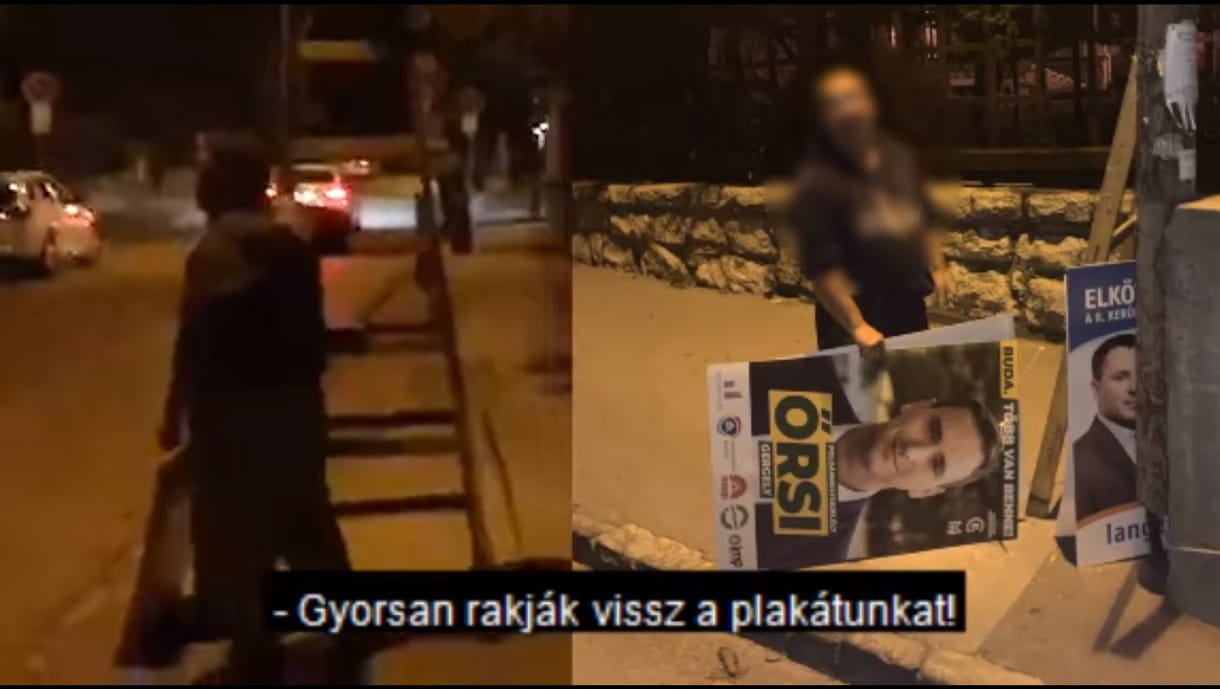 Az ellenzéki jelölt szerint hivatali autóval mentek leszedni a plakátjait a II. kerületben