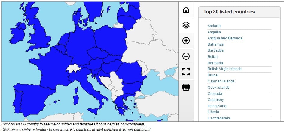 Toplistát közölt az EU a gyanús adóparadicsomokról - térkép