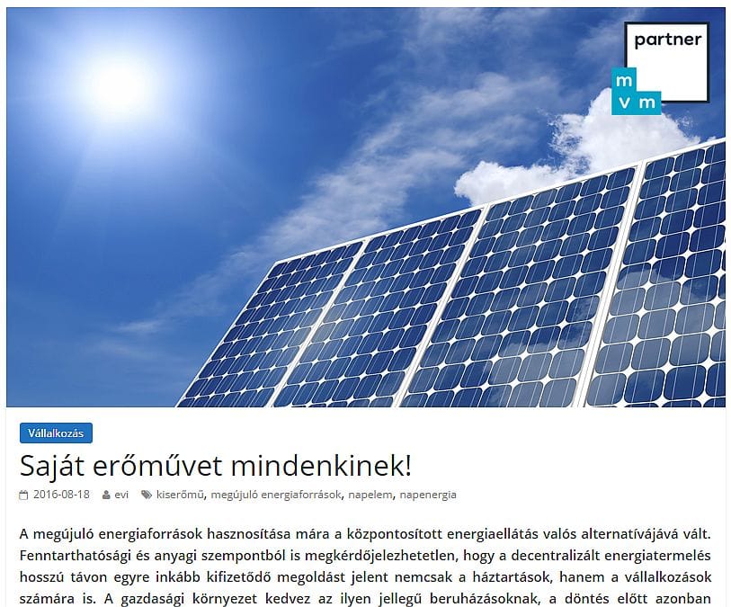 Az megvan, hogy már az MVM is a napelemrendszereket ajánlja?