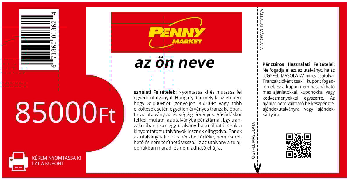 Ma éppen 85 ezer forintos Penny Market-kuponnal van tele a Facebook