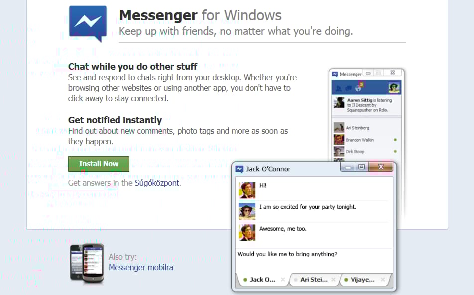 Letölthető a végleges Facebook Messenger a Windowsra
