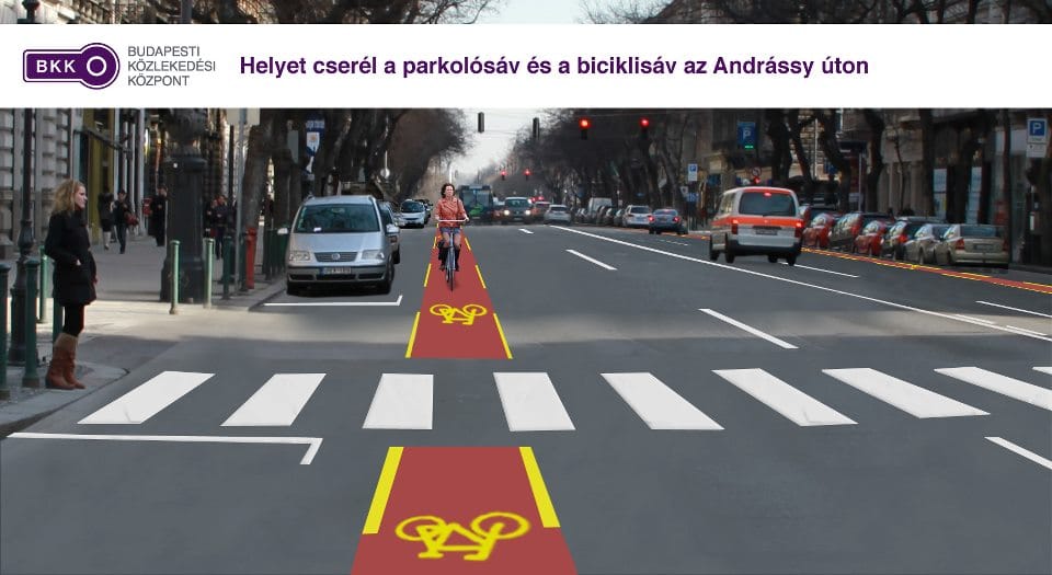 Hétfőn kezdik megcserélni a bicikli- és parkolósávot az Andrássyn