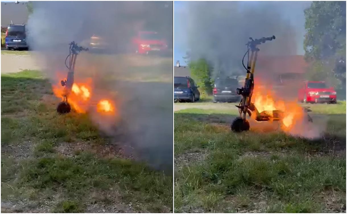 Látványos tűzben semmisült meg egy elektromos roller
