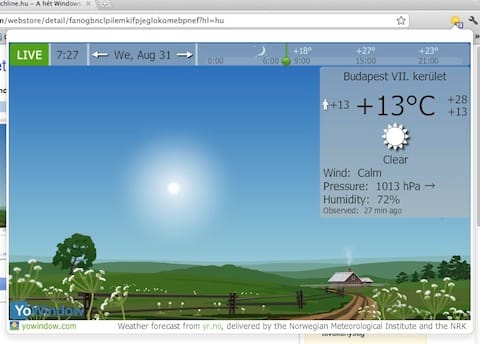 Látványos időjárás-jelentés a Chrome-ban, kényelmesen!