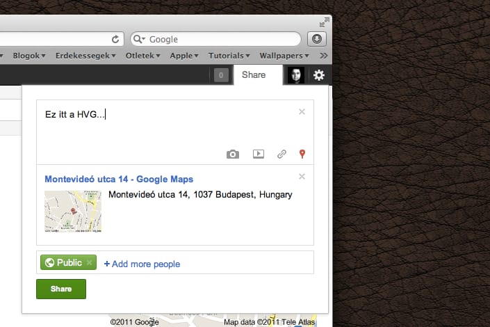 Google+ újítás: Google Maps helyek megosztása egy mozdulattal