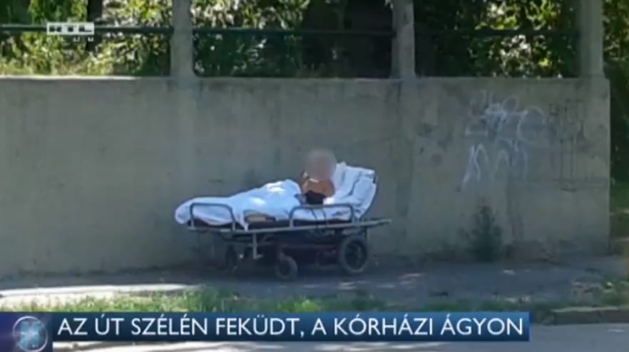 Kórházi ágyastul az út szélén hagytak egy beteget Budapesten - videó