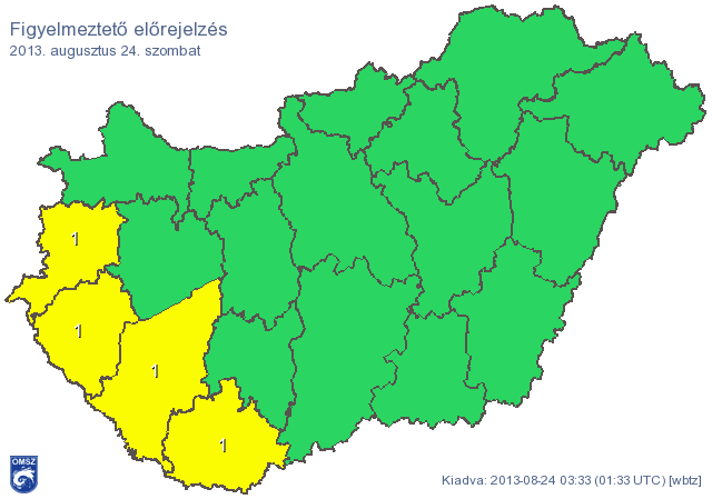 Riasztást adtak ki a sok eső miatt