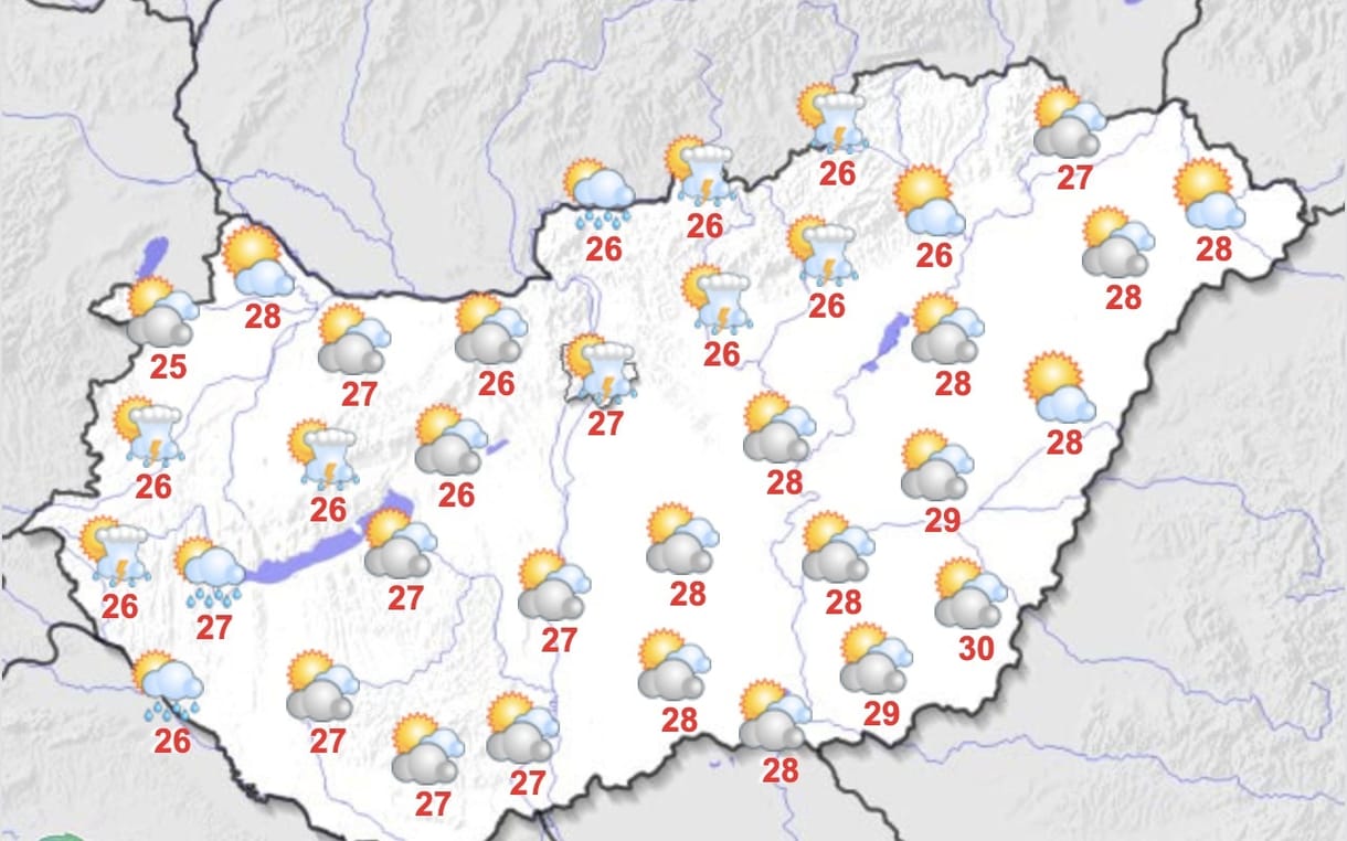 Meleg, napos vasárnapunk lesz, de eshet jégeső is