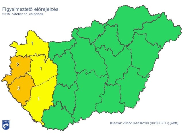Narancssárgára áztathat ma az eső két megyét – térkép