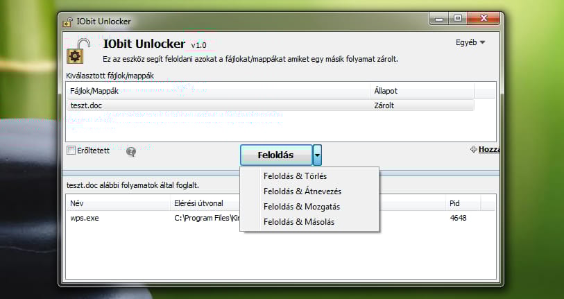 Törölhetetlen fájlok likvidálása