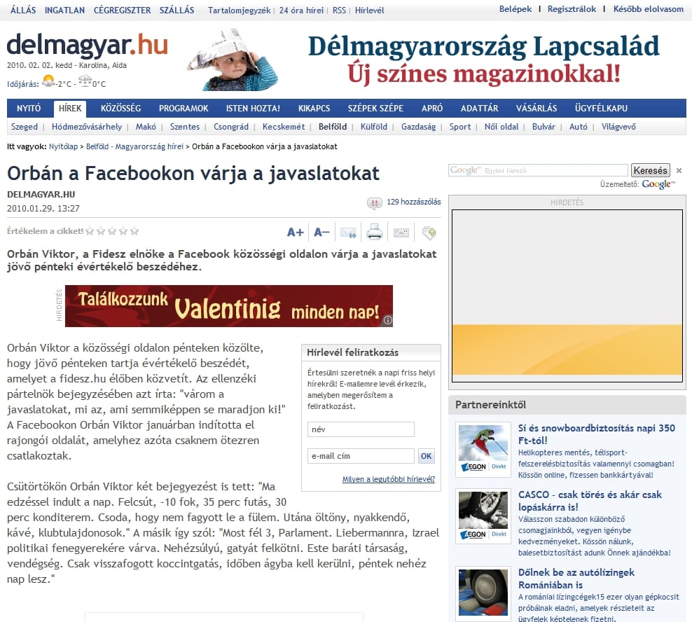 Orbán Viktor a Facebookon vár javaslatokat
