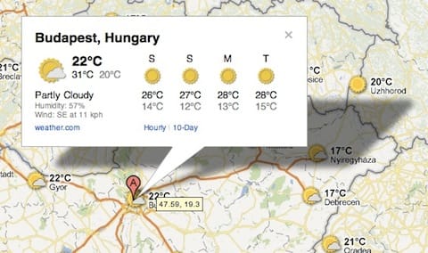 Nézze meg az időjárás-jelentést a Google Mapsen!