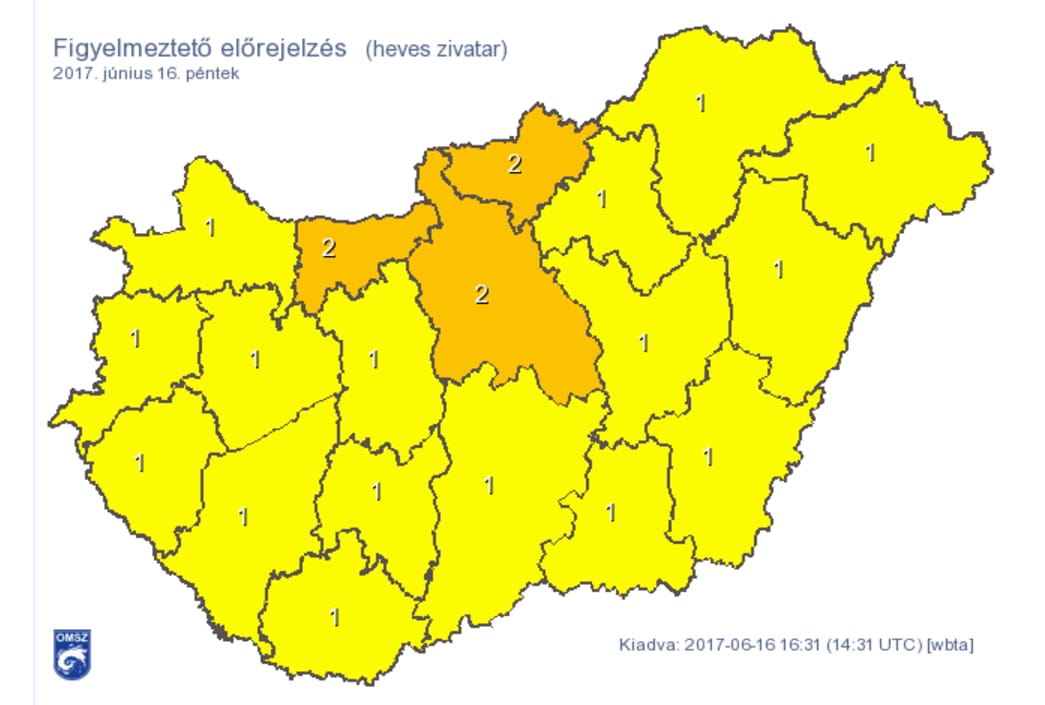 Itt a másodfokú figyelmeztetés: jönnek a zivatarok