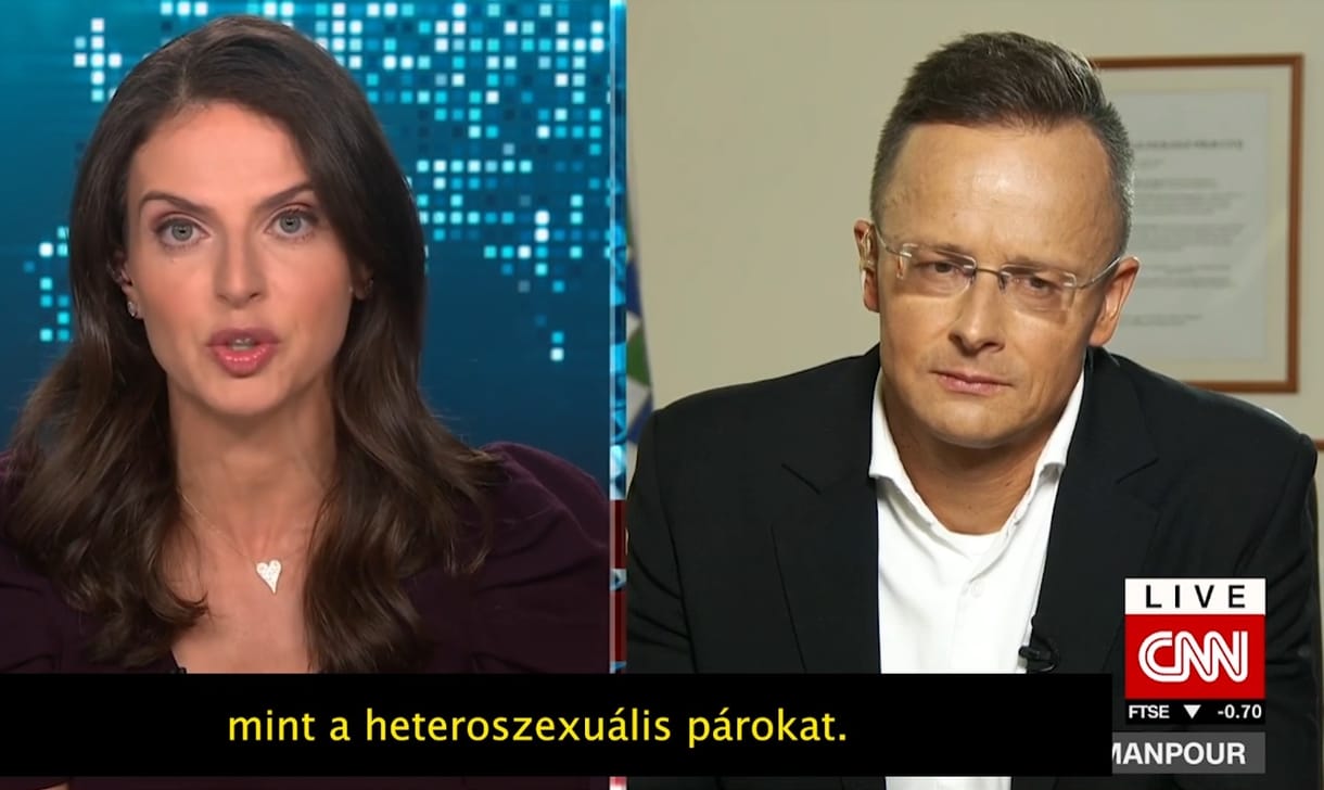 Szijjártó a Jobbik szavazatát felhozva védte a CNN-en a melegellenes pedofiltörvényt