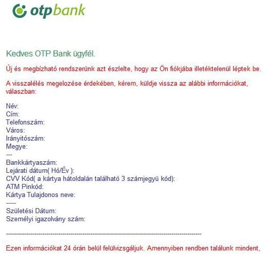 Adathalászok garázdálkodnak az OTP netbankjánál