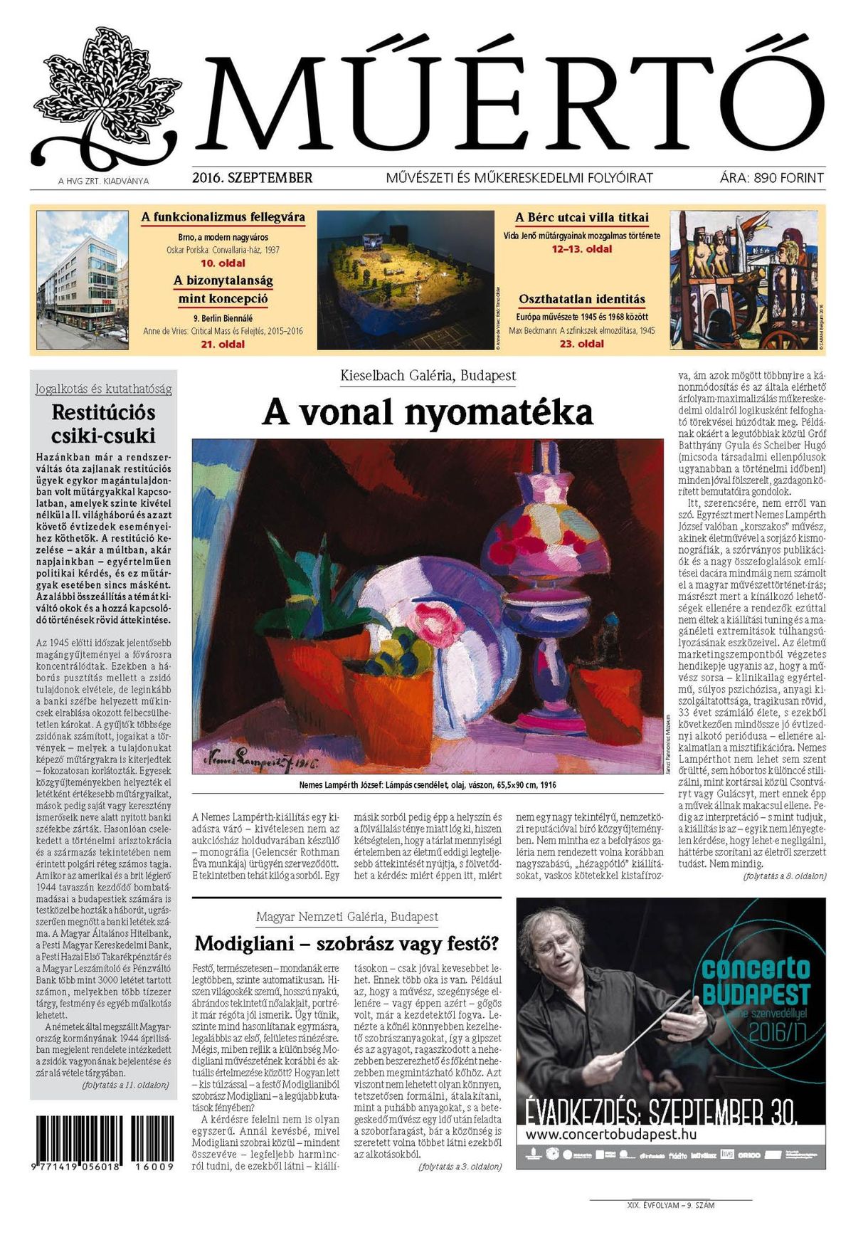 Megjelent a Műértő szeptemberi lapszáma