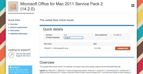 Letiltotta a Microsoft az Office 2011 SP2 javítócsomag automatikus frissítését