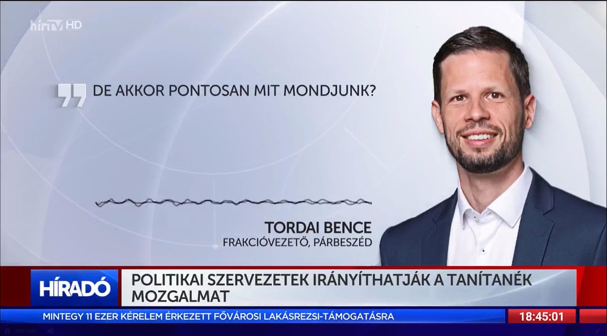 Tordai Bence: A HírTV riportere adta ki magát a Tanítanék tagjának, hogy hiteltelenítse a tiltakozást