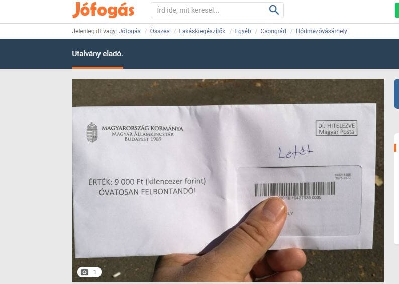 Már a Jófogáson árulják a választási rezsiutalványokat