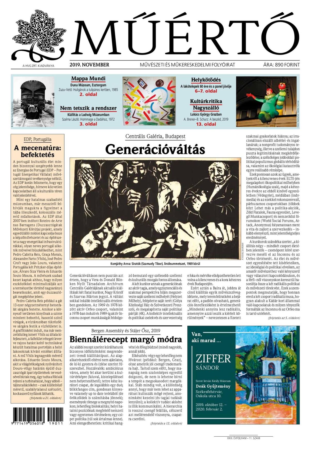 Megjelent a Műértő 2019 novemberi lapszáma