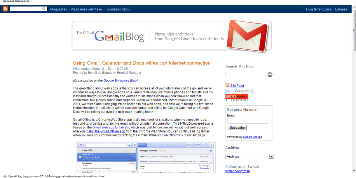 Internet nélkül is elérhető a Gmail