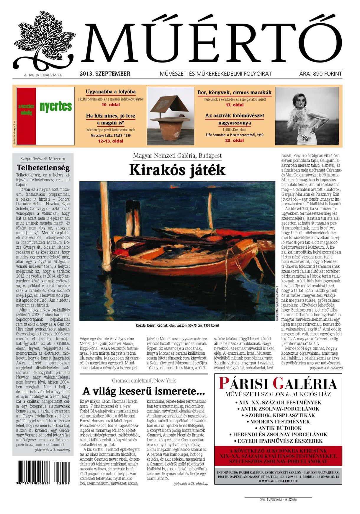 Megjelent a Műértő szeptemberi lapszáma