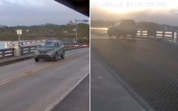 Felnyíló hídon ugratott át egy sietős autós Floridában – videó