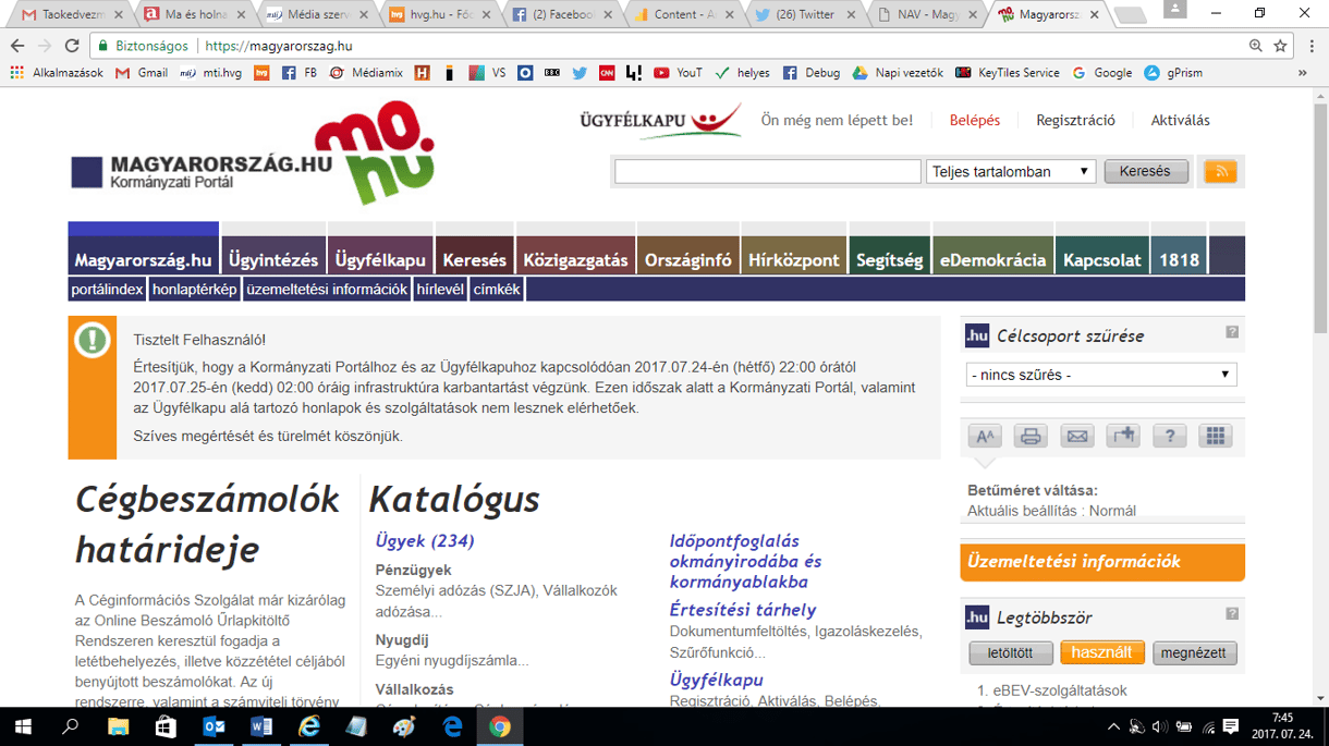 Ma éjjel ne akarjon ügyeket intézni az Ügyfélkapun és a NAV oldalán!