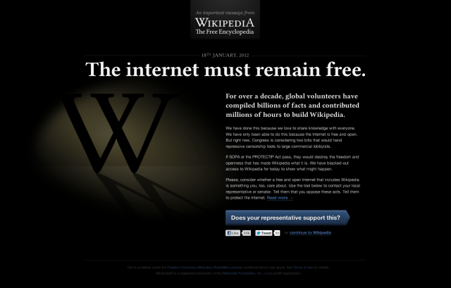 Szerdán elsötétül az angol Wikipedia
