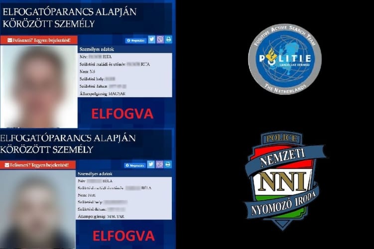 Hollandiában fogták el a magyar körözési toplistán szereplő nőt