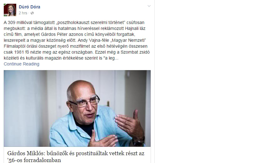 Dúró Dóra manipulálta a hvg.hu címét, majd lebukott és kiakadt