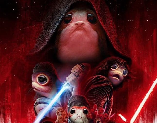 A főszereplő máris a Star Wars-plakát paródiáin kacag rajongóival
